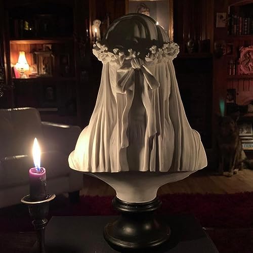 Veiled Maiden Bust Statue Gothic Home Decor