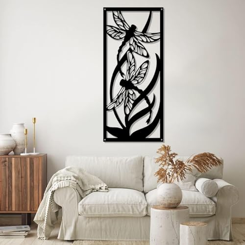 Dragonfly Metal Wall Art Decor Black 354 x 159