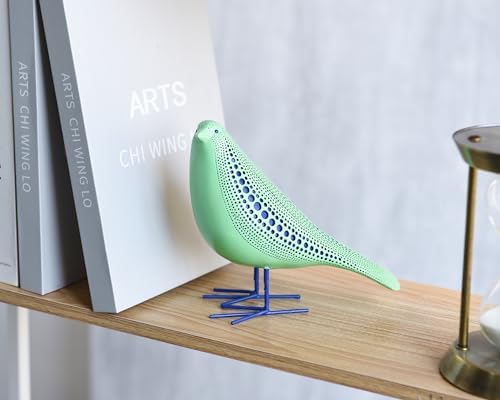 Quoowiit Bird Figurine Modern Sculpture with Polka Dots Design Green