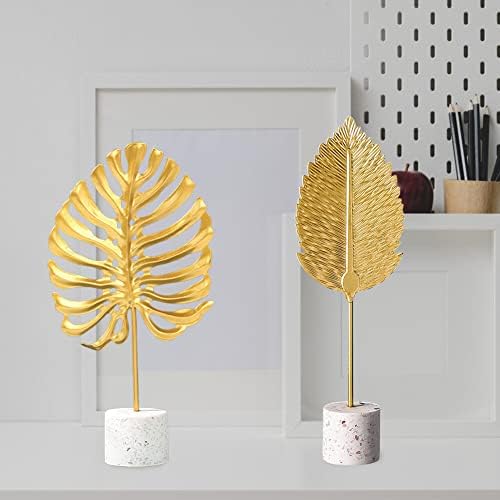 Modern Gold Leaf Statues Desktop Decor Sculpture with Base