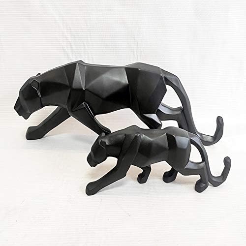 ASNOMY Black Cheetah Polyresin Statue Home Decor
