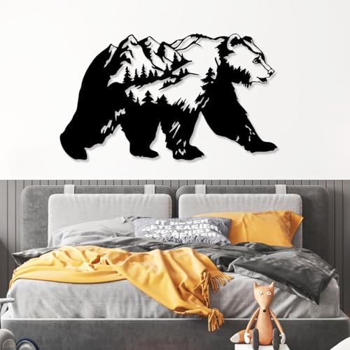 Cadeali Metal Bear Wall Decor 35x21 Black