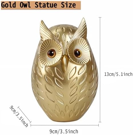 Gold Owl Statue Home Decor Sculpture Accent