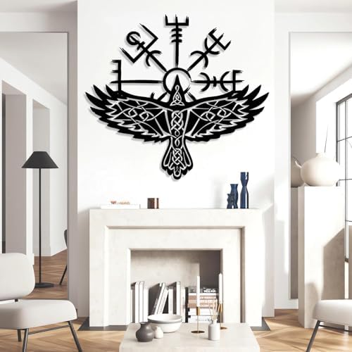 Viking Metal Wall Decor - Nordic Eagle Art