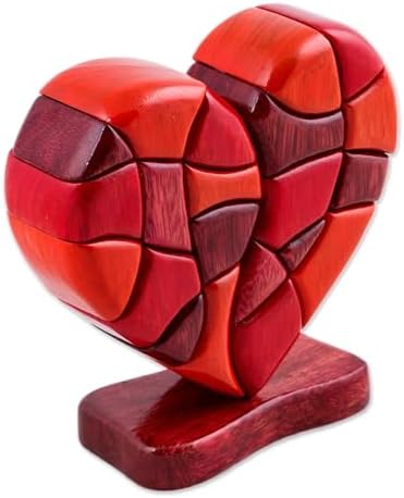Red Romantic Love Heart Shaped Wood Sculpture 625 Inch Tall
