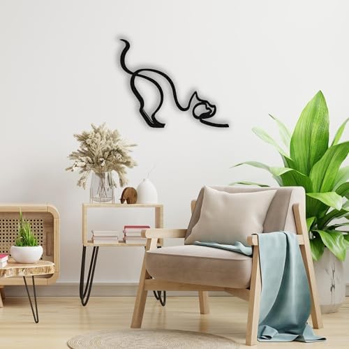 Minimalist Cat Figure Metal Wall Art 18x14 Inch
