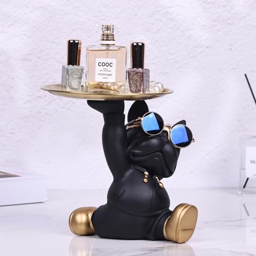 French Bulldog Butler Statue with Key Tray
