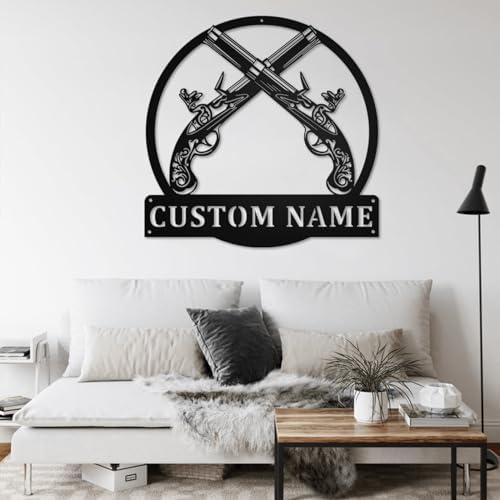 Custom Old Flintlock Pistol Wall Art Name Sign Decoration