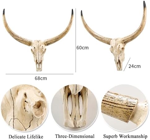 Hand Carved Longhorn Cow Skull Wall Decor