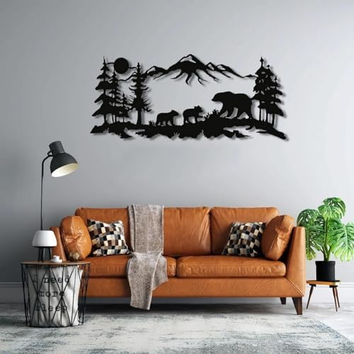 Bear Metal Wall Decor with Forest Scene