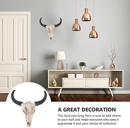 SEWACC Cow Skull Wall Decor Halloween Resin Sculpture