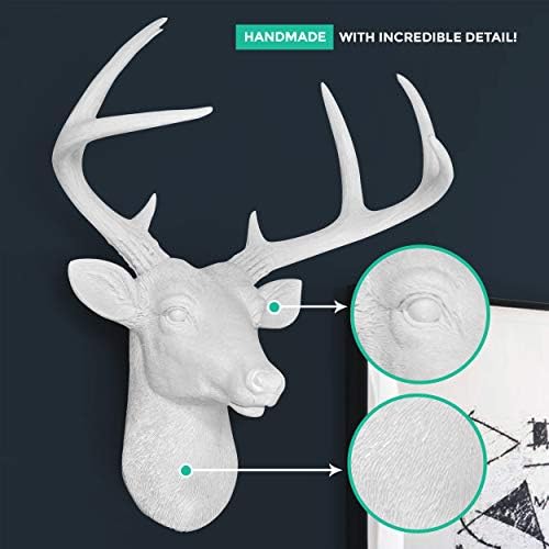 Wall Charmers Large White Faux Deer Head Wall Decor