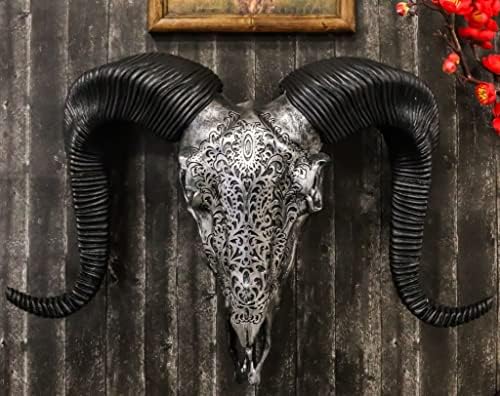 Ebros Gift Tribal Floral Ram Skull Wall Decor