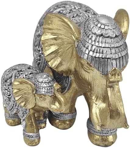 Gold Elephant Statue Family Harmony Home Decor