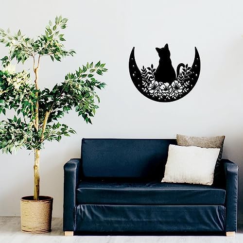 ORIGACH Black Cat and Moon Wall Art Sculpture