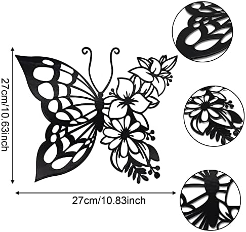 Boho Butterfly Wall Art Metal Decoration Black Medium