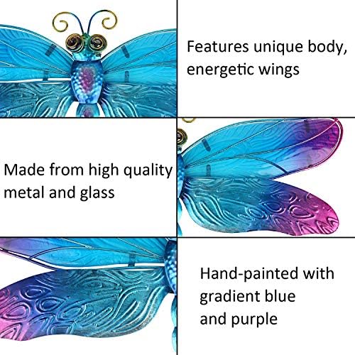 Johns Studio Blue Dragonfly Wall Decor Metal Sculpture
