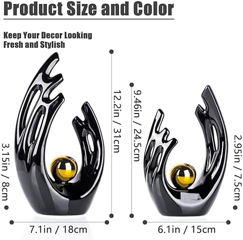 XMGZQ Black and Gold Ceramic Statue Modern Home Decor