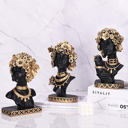 Elegant African American Woman Bust Statue