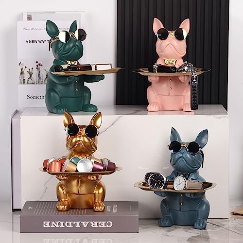 Modern Decor Resin Bulldog Tray Statue Key Holder