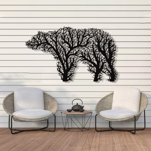 Cadeali Metal Bear Wall Art Black