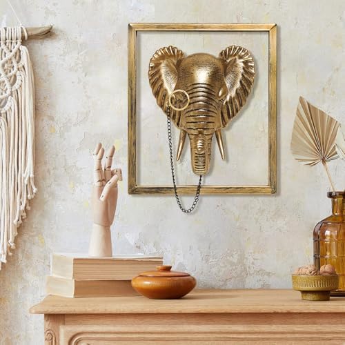 Newinhome Gold Vintage Elephant Wall Sculpture
