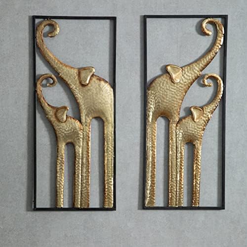 HKaikzo Set of 2 Gold Elephant Wall Art