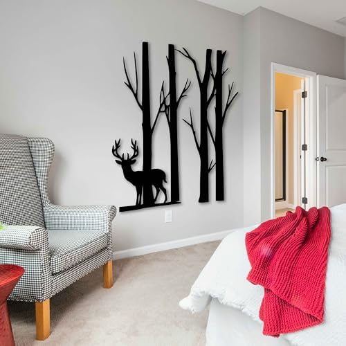 Kawa Metalworks Trees and Deer Wall Art Decor