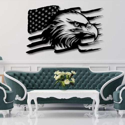 American Eagle Metal Wall Art 19x12 Inches