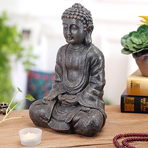 MyGift 115 Inch Sitting Buddha Statue Home Decor