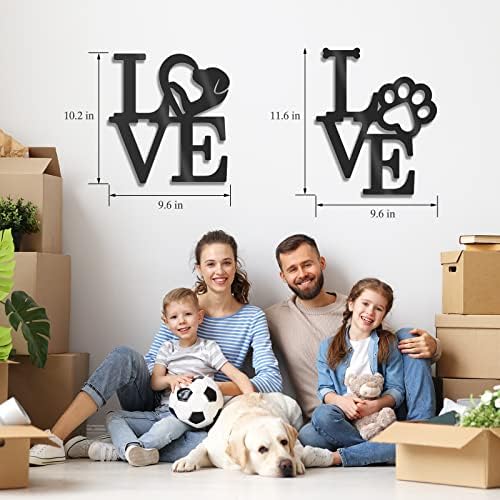 KOYILTD 2PCS Black Love with Paw Print Wall Decor