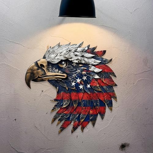 American Flag Eagle Metal Wall Art 20 Inch Patriotic Decoration