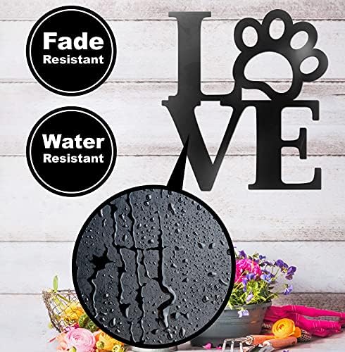 Vivegate Love with Paw Print Wall Decor Black Metal Art