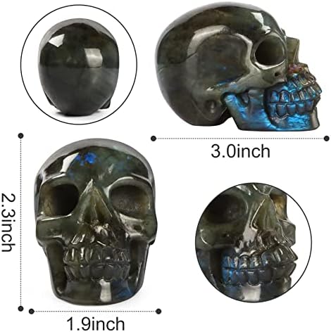 Artistone Energy Healing Labradorite Skull Statue