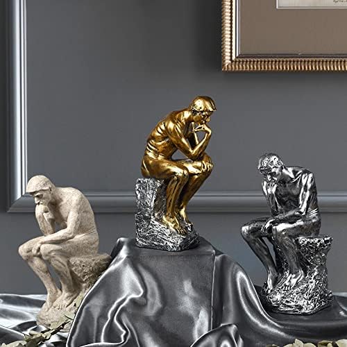 10 Inch Resin Thinker Statue Gold Collectible Figurine