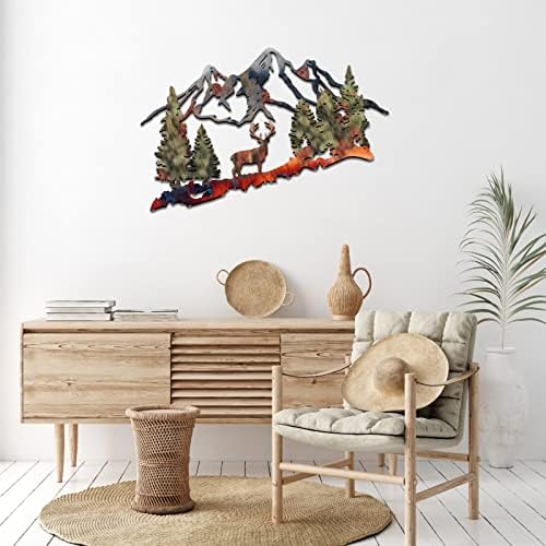 Moxweyeni Rustic Metal Forest Deer Wall Art 13x8 Inch