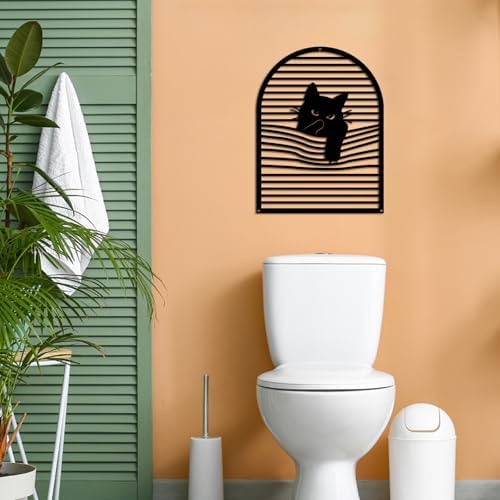 Pinetree Art Black Cat Wall Sculpture Bathroom Decor