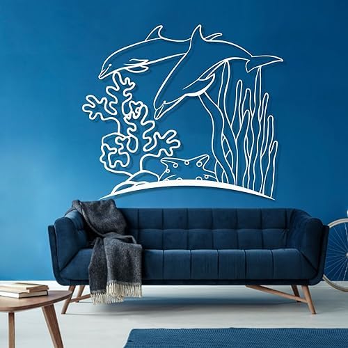 Cadeali Dolphin Metal Wall Art 22x20 Inches