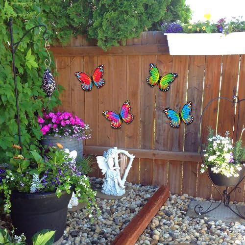 Oraytteo 4pcs Metal Butterfly Wall Decor Set