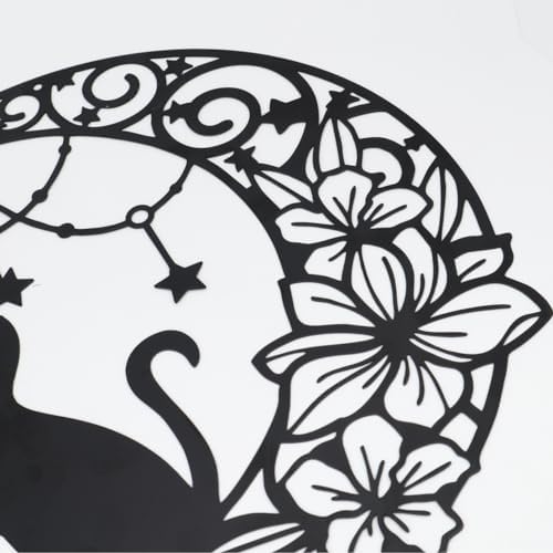 12 Inch Black Metal Cat Wall Decor Sculpture