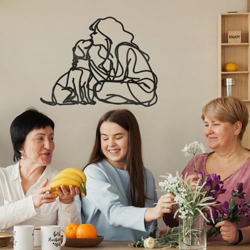 MidGid Women Kissing Dogs Metal Wall Sculpture