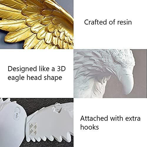 Kelendle Gold Resin Wall Sculpture 3D Eagle Head Decor