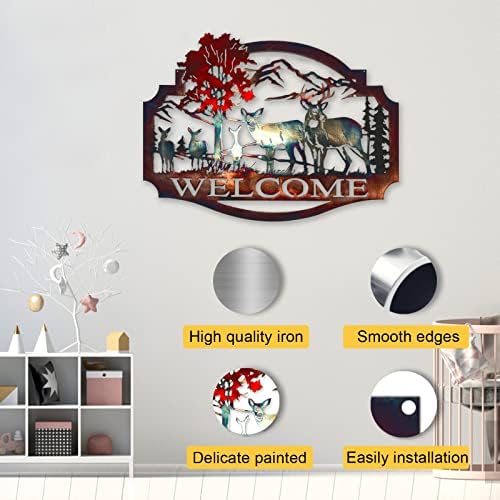 Gudui Metal Deer Wall Decor Welcome Forest Wildlife Art
