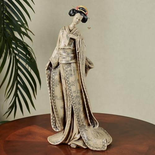 Touch of Class Miyoko Beauty Geisha Sculpture - Resin - Beige Black Red