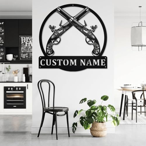Custom Old Flintlock Pistol Wall Art Name Sign Decoration