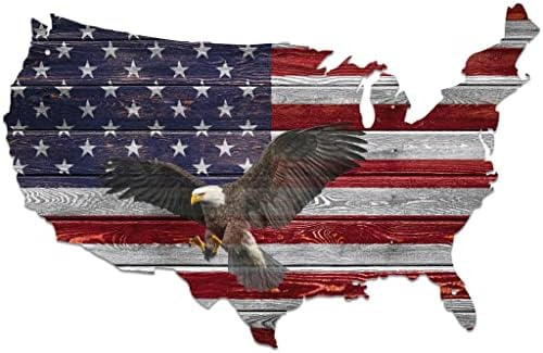 Tegik American Flag Wall Decor 16x10 Eagle Metal Art