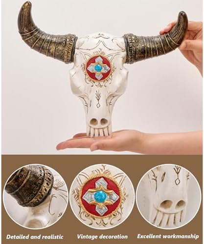 GDSPD Silver Cow Skull Wall Decor Sculpture