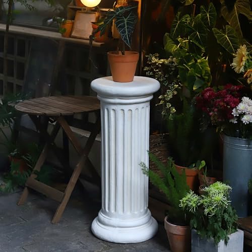 Extra Large Greek Roman Column Statue with Pedestal 354H White