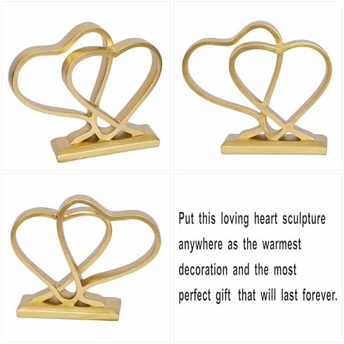 Modern Gold Heart Sculpture Decor for Home Office