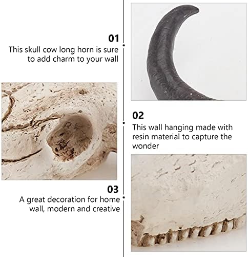 SEWACC Cow Skull Wall Decor Halloween Resin Sculpture